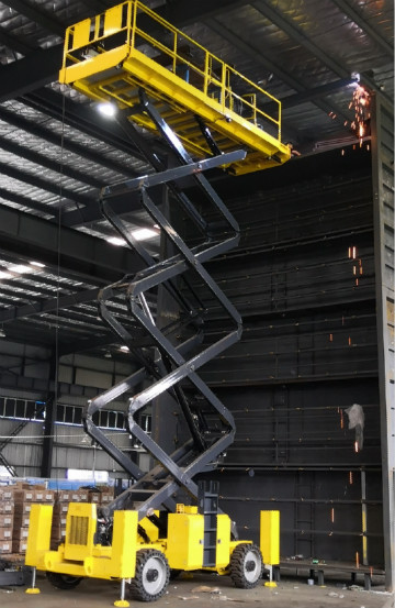 英武！大气！不变！bti体育智能越野剪叉式高空作业平台解客户难题