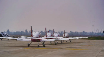 bti体育四机飞行编队惊艳尧城（太原）国际通用航空飞行大会