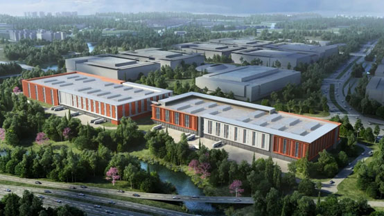 “bti体育绿”牵手“华为中国红”！bti体育智能高机设备集群助力华为团泊洼项目